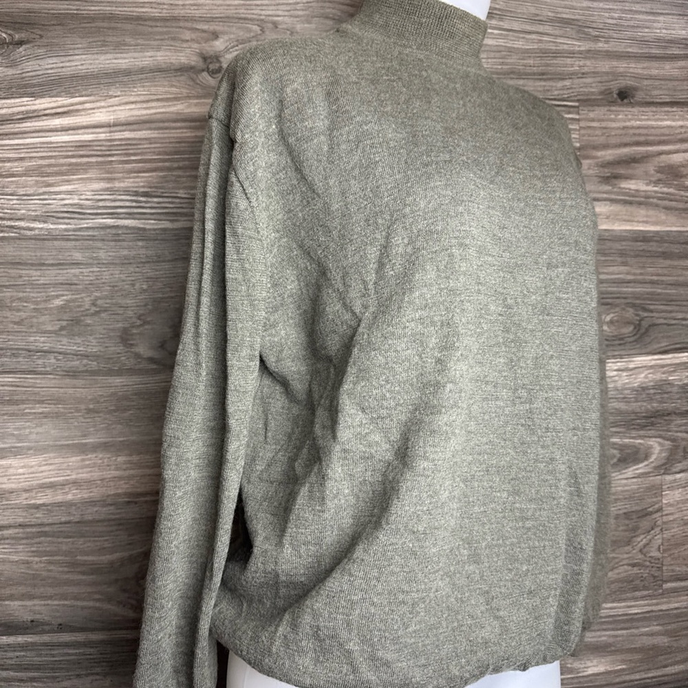 Olive Green/grey Mantles 100% Merino wool Women's Turtleneck Sweater size L - Picture 5 of 5